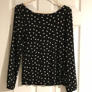 🔴 LOFT polka dot blouse with sheer sleeves